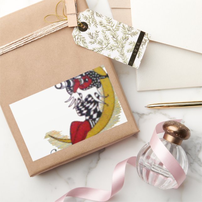 Kosmischer Blick: Elf auf dem Mond Rechteckiger Aufkleber (Schenken)