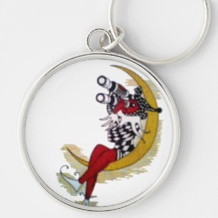 Kosmischer Blick: Elf auf dem Mond Schlüsselanhänger