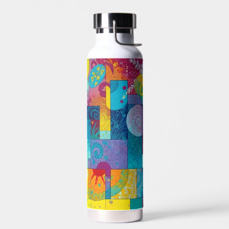 Kosmischer Blütengarten: Abstraktes Mosaik der Trä Trinkflasche