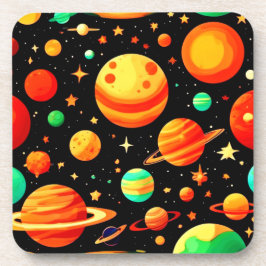 Kosmischer Cartoon in warmen Farbtönen Getränkeuntersetzer