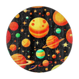 Kosmischer Cartoon in warmen Farbtönen Schneidebrett