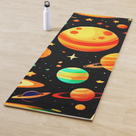 Kosmischer Cartoon in warmen Farbtönen Yogamatte