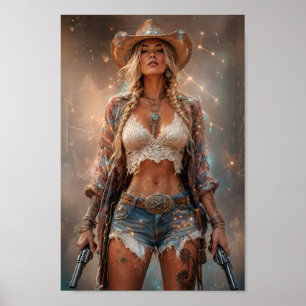 Kosmischer Cowgirl-Wild-Herz-Geist-Plakat Poster