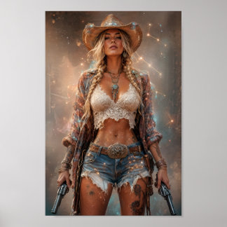 Kosmischer Cowgirl-Wild-Herz-Geist-Plakat Poster