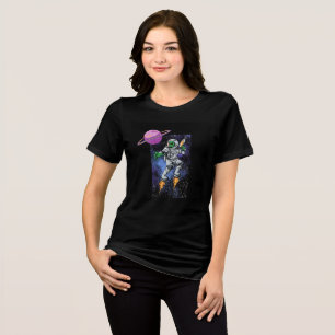 Kosmischer Explorer: Astronaut & UFO Adventure Tri-Blend Shirt