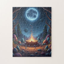 Kosmischer Feuer-Magie-Nacht-Lagerfeuer-Puzzle - F