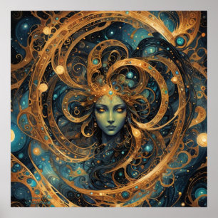 Kosmischer Fluss - AI Fantasy Digital Art Print Poster