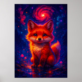 Kosmischer Fox mit Galaxy Sky Fantasy Animal Poster
