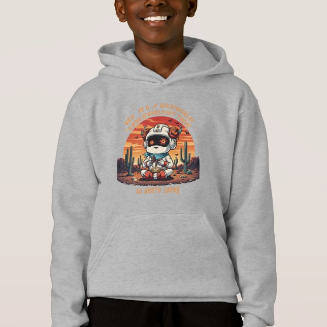 Kosmischer Frieden in einer wilden Welt Hoodie (Vorderseite)