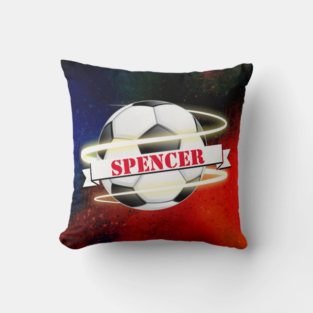 Kosmischer Fußball-Ball personalisiert Kissen (Vorderseite)