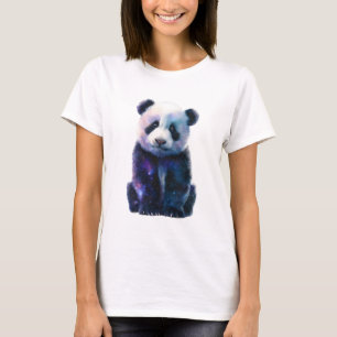 Kosmischer Galaxie-Nebel-Panda-Frauen T-Shirt