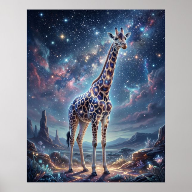 Kosmischer Giraffen-Sternenhimmel Poster (Vorne)