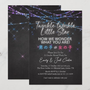 Kosmischer Glitzer Twinkle Little Star Gender Reve Einladung