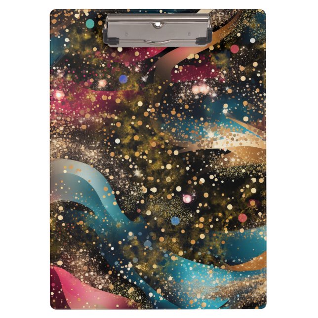 Kosmischer Goldstaub-Abstraktion Klemmbrett (Vorderseite)