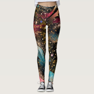 Kosmischer Goldstaub-Abstraktion Leggings
