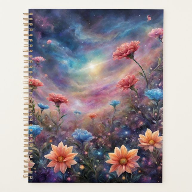 Kosmischer Himmel mit fantasievollen Blume Planer (Vorderseite)