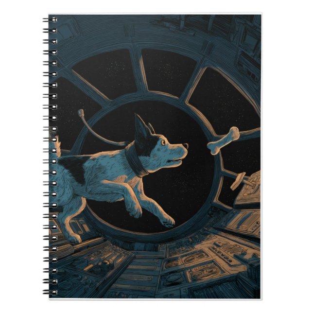 Kosmischer Hund-Chasingknochen im Weltraum Notizblock (Vorderseite)