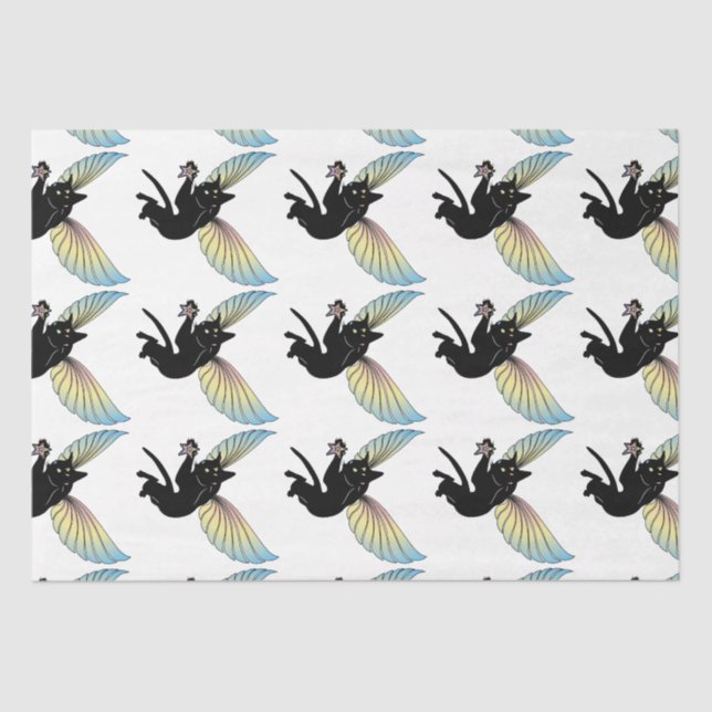 Kosmischer Katzenmond und Sterne Seidenpapier (Vorderseite)