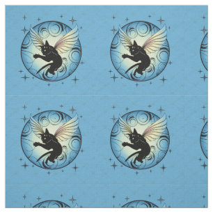Kosmischer Katzenmond und Sterne Stoff
