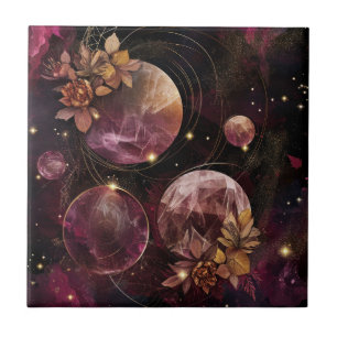 Kosmischer Kristallberingter Planet Fantasie Kunst Fliese