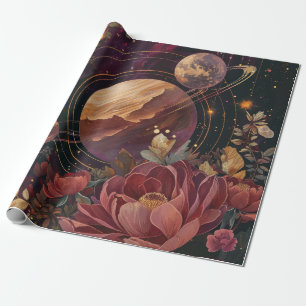 Kosmischer Kristallberingter Planet Fantasie Kunst Geschenkpapier