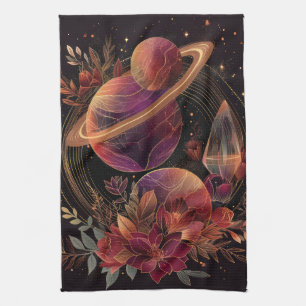 Kosmischer Kristallberingter Planet Fantasie Kunst Geschirrtuch