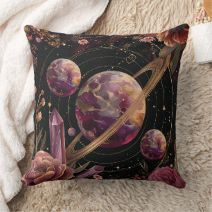 Kosmischer Kristallberingter Planet Fantasie Kunst Kissen