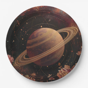Kosmischer Kristallberingter Planet Fantasie Kunst Pappteller