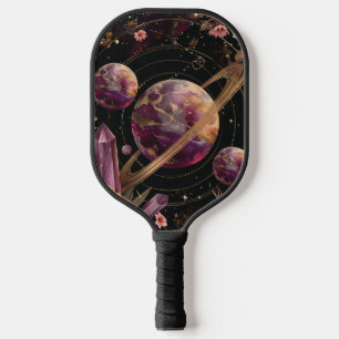 Kosmischer Kristallberingter Planet Fantasie Kunst Pickleball Schläger