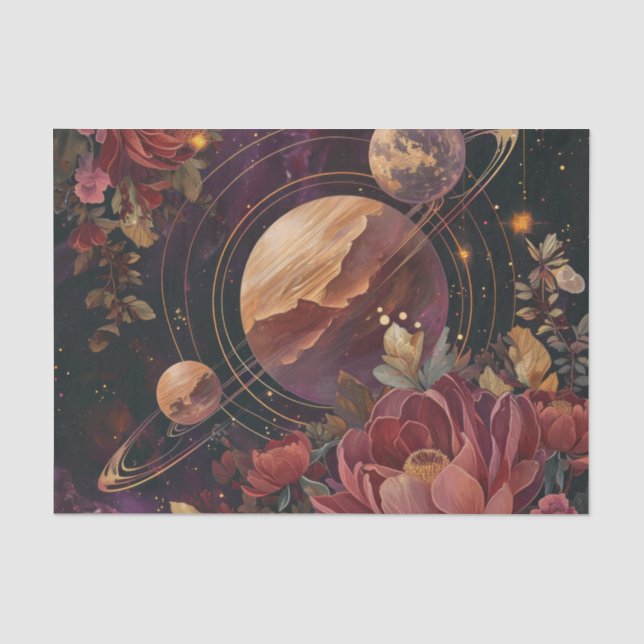 Kosmischer Kristallberingter Planet Fantasie Kunst Seidenpapier (Vorderseite)