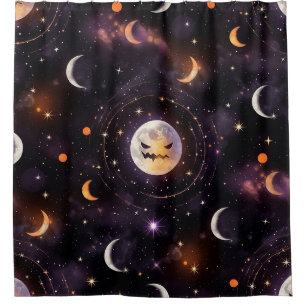 Kosmischer Kürbismond Bokeh - Gruseliger Himmel Duschvorhang