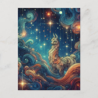 Kosmischer Lama auf der Sky Postcard Postkarte