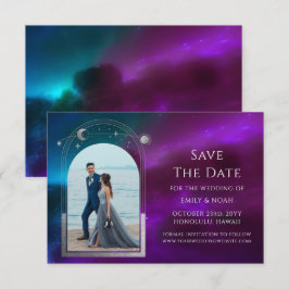 Kosmischer Lila Aquamariner Silver Sun Moon Astron Save The Date