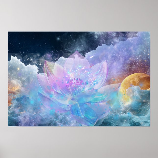 Kosmischer Lotosblumenposter Poster (Vorne)