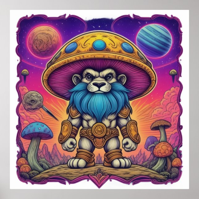 Kosmischer Löwenkrieger Poster (Vorne)