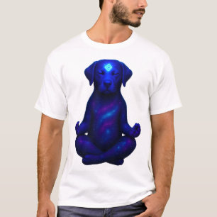 Kosmischer meditierender Hund mit leuchtendem drit T-Shirt