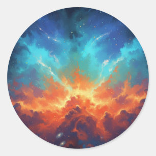 Kosmischer Nebel Abstrakt Galaxie Weltraum Kunst Runder Aufkleber