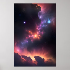 Kosmischer Nebel und Galaxie Poster