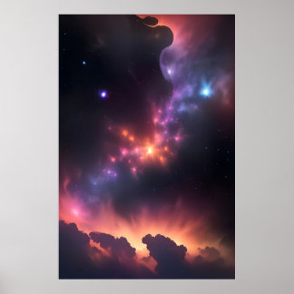 Kosmischer Nebel und Galaxie Poster