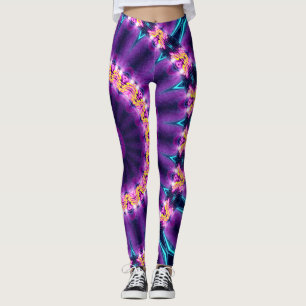 Kosmischer Neonsonnenblume Blacklight RaveMandala Leggings