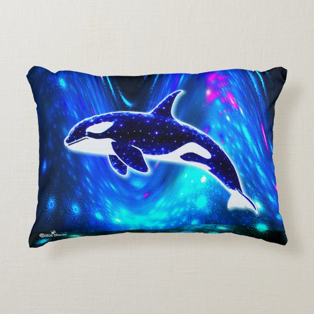 Kosmischer Orca Dekokissen (Vorderseite)