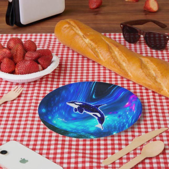 Kosmischer Orca Pappteller (Picknick)