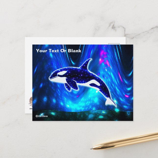 Kosmischer Orca Postkarte (Vorderseite/Rückseite Beispiel)