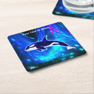 Kosmischer Orca Rechteckiger Pappuntersetzer