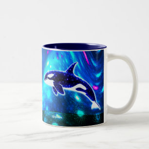 Kosmischer Orca Zweifarbige Tasse