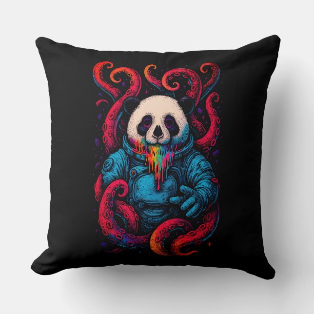 Kosmischer Panda Kraken Kissen (Vorderseite)