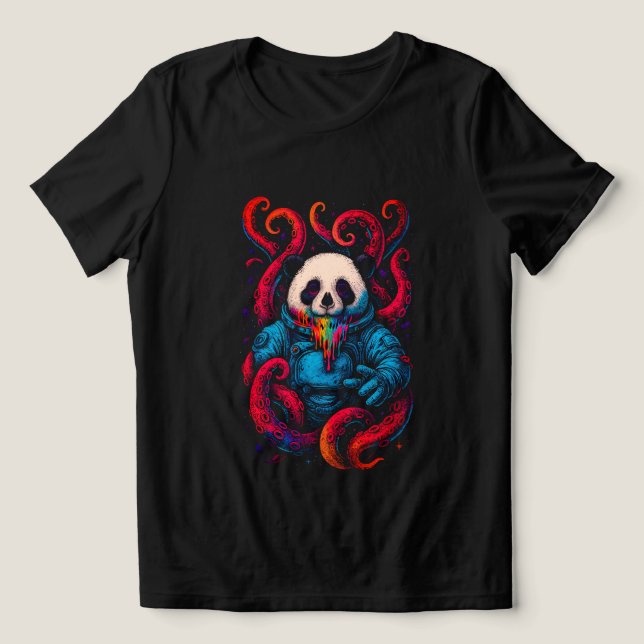 Kosmischer Panda Kraken Tri-Blend Shirt (Design Vorderseite)