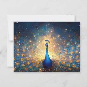 Kosmischer Pfau mit Sternenfedern Postkarte