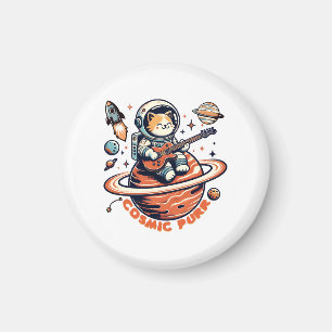 Kosmischer Purr - Astro-Gitarrist Katze Magnet