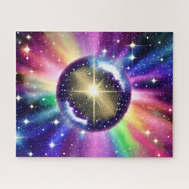 Kosmischer Regenbogen Galaxy Shiny Planet Ball Puzzle (Horizontal)
